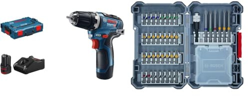 Bosch Professional, Perceuse Visseuse sans Fil GSR 12V-35, 2 Batteries 3.0 Ah + 40 pièces Kit d'embouts de tournevis (embouts de tournevis extra durs, avec porte-embouts universel)