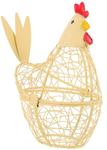 EXCEART Hen-shaped Storage Basket Rustic Iron Wire Design for Kitchen Countertop Compact Farmhouse Style Holder for Home Supplies and Decor