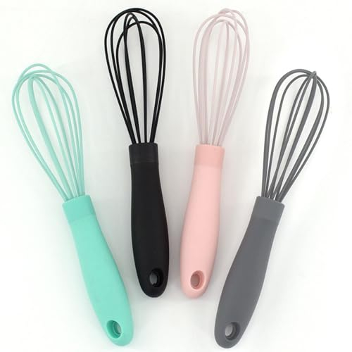 2 PCS Hand Silicone Mini Whisk - Small Balloon Whisk, Heat Resistant for Non-Stick Pans, Baking, Beating, Frothing & Stirring (2, Color Random)