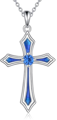 Vadmans Kreuz Kette für Damen 925 Sterling Silber 5A CZ Geburtsstein Halskette Anhänger Kreuz Schmuck Geschenke für Frauen