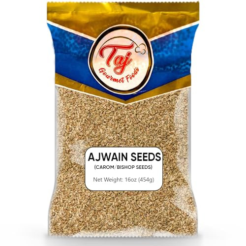 TAJ Ajwain Seeds | Whole Carom Seeds | Bishop Seeds | 16-Ounce (454g)