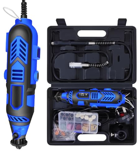 Corded Rotary Tool Kit 135W, 6 Speed 10000-32000RPM Flexi Drill Shaft Incuded, Electric Rotary Tool Dremel Multi Tool Compatible with Carry Case