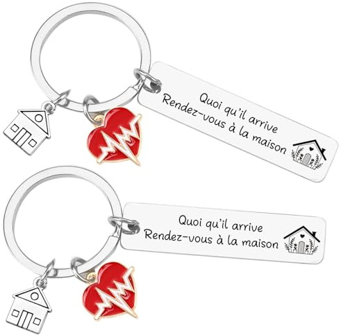 MNBVBV 2 Pcs Porte clef Couple Premiere Maison Porte-clés Couple de Mode Porte-clés Personnalisé Porte-clés en Acier Inoxydable Ensemble de Porte-clés pour la Maison Porte-clés Amour Couple