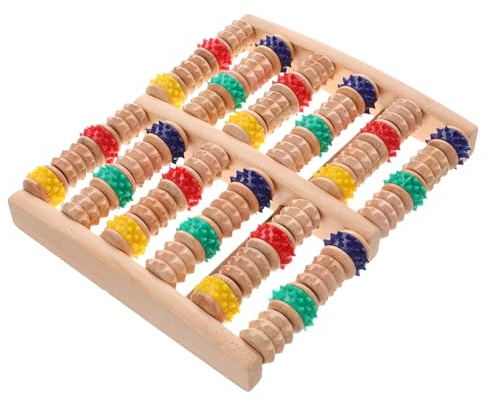 HOUDERCO Rodillo para Pies de Madera Masajeador de Pies Portátil 5 Ruedas Herramienta de Relajación Masaje para Hogar para las Personas