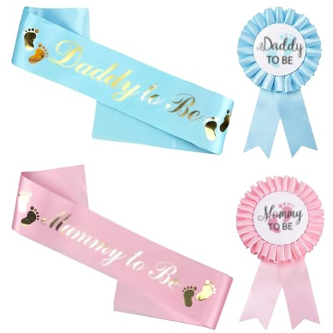 CATOR Lot de 2 écharpes Mummy To Be Daddy To Be Mummy And Daddy To Be pour fête prénatale, baby shower, deco baby shower, cadeau pour fête prénatale, décoration de fête, révélation du sexe