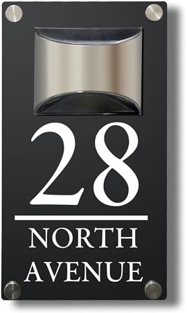 Solar House Numbers House Numbers Plaques with Solar Light House Signs Door Number Plaques For Wall Led House Number for Outside (Solar House Number)