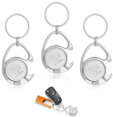 Gettoni per carrello della spesa XYTAHDM da 3 pezzi, gettoni per carrello della spesa in metallo, gettoni per carrello della spesa rimovibili per la spesa al supermercato