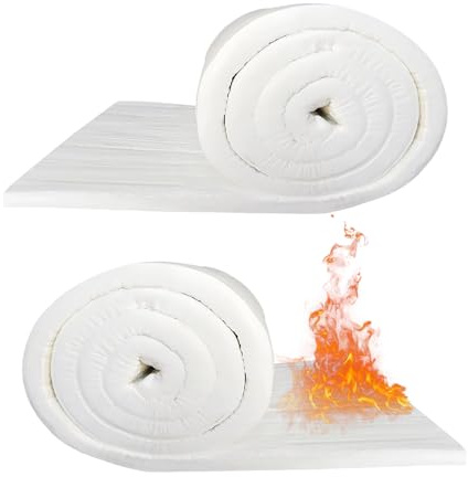 WJUAN Plaque Isolante en Fibre Céramique 400x610x25mm (2 pièces) - Matelas de Protection Résistant à Haute Température pour Poêles à Granulés, Forges & Tuyaux Haute Température