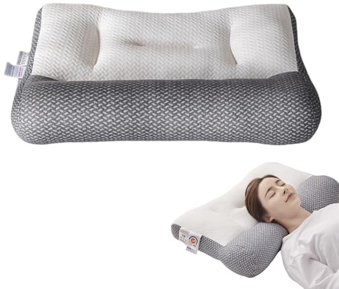Oreiller Cervical à Décompression en Fibre de Soja, Ergonomique Orthopédique contre Apnée du Sommeil & Sommeil Profond, Anti-Affaissement Durable, Confortable Soutien Optimal (gris, 40 x 60 cm)