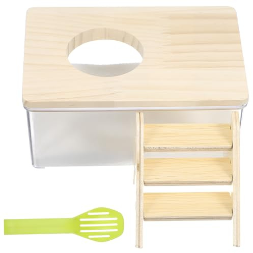 HYTROVE Pet Bathroom Basin Small Square Bath Tub Small Ladder Green Chinchilla Bath Sand Scoop for Hamster Sand and Animal Sandbox Use