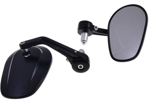 VANEZ Lenkerendenspiegel Set – Universal passend für Motorrad, Vespa, Classic – 7/8 Zoll, Aluminium, schwarz, mit E-Nummer, 360° drehbar, legal im Straßenverkehr | Aluminium/Glas, 360° drehbar, E-Nummer, Innen-Ø 13-19 mm; kompatibel mit Motorrad, Roller, Moped, Mofa, Quad und Lambretta