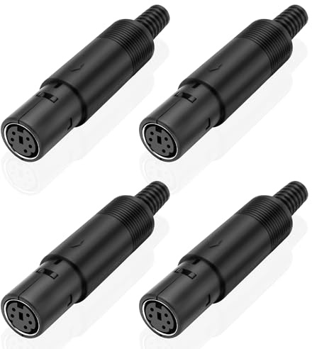 MEIRIYFA S-Video Mini DIN 5 Pin Female Plug Socket Adapter Solder Terminals Signal Transmission Connector for TV VCR DVD Computer Player - 4Pcs (5 Pin Female)