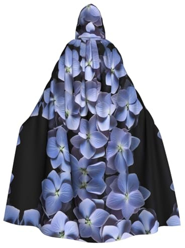 WZYCWB Cape à capuche imprimée hortensia mauve – Parfaite pour les fêtes d'Halloween, les spectacles théâtraux et les séances photo.