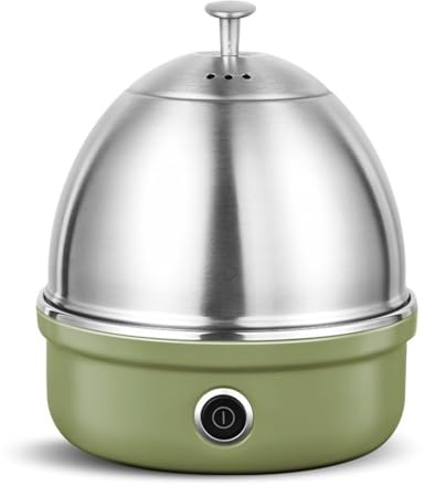 Cuociuova elettrico in acciaio inossidabile, cuociuova elettrico for la colazione, cuociuova automatico a vapore, cuociuova multifunzione, cuociuova a vapore for crema pasticcera all'uovo(Green)