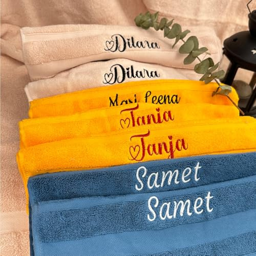 HERSTL Personalisierte Handtücher Aus Gekämmter Baumwolle Mit JEDEM Namen, Individuell Besticktes Badetuch, Individuell Monogrammiertes Spa-Geschenk