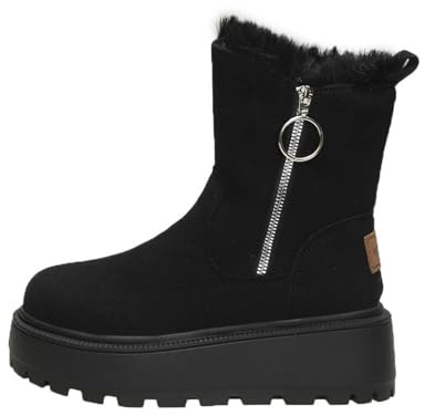 Scarpe Inverno Uomo Stivali Donna Invernali Boots Scarponi Sci per Neve La Platform Flock Nero 38