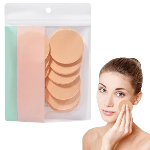 12Pcs Makeup Sponge,Round Latex Sponges,Facial sponges,Dry Wet Use,for Foundation, BB Cream, Powder, Concealer, Liquid Makeup(Skin Color)