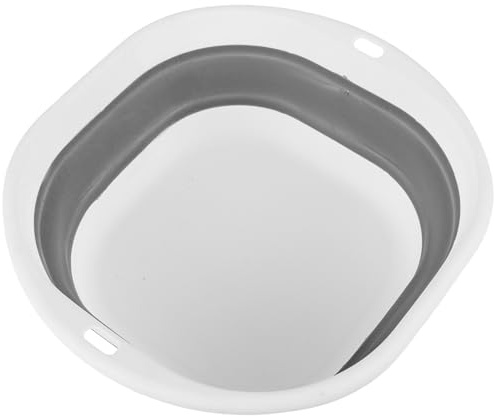PLAFOPE Foldable Portable Wash Basin Small Grey White Foldable Kitchen Cleaning Basin Space Saving Household Washbasin for Travel Camping Outdoor Use