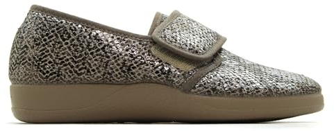 DeValverde - zapatillas de casa,cierre adhesivo,de rejilla,ancho especial,suela antideslizante,slipper con cuña para: Mujer color: MARRON talla:40