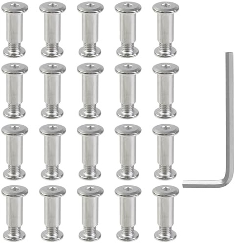 LOMSUXA 20 Stück Verbindungsschrauben M3 x 30mm, Hülsenschrauben, Möbelschrauben, Möbelverbinder Schrankverbinder für Möbeln, mit Innensechskantschlüssel