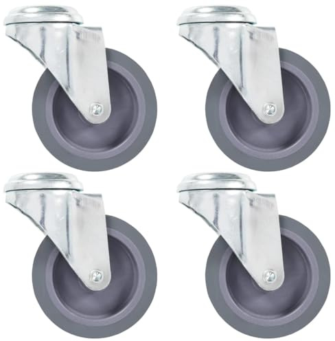 Mokuyary 4 pièce Roulettes pivotantes à trou de boulon 75 mm Roulettes pour Meubles, Roue pour Chariots et Établis -A
