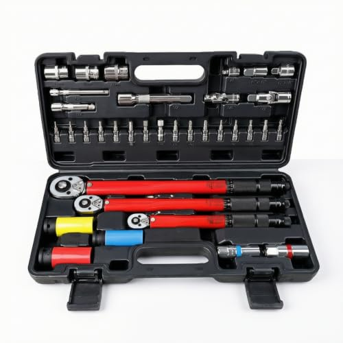 FytStycale Jeu Clés Dynamométriques avec Douilles Professionnel Kit Clé Dynamométrique avec Douilles Robuste Outil pour Bricoleurs