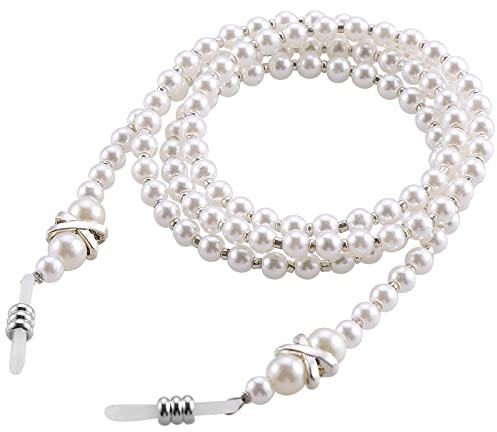 OCR White Pearl Beaded Eyeglass Chain , Eyewear Sunglasses Cord Neck Strap Holder