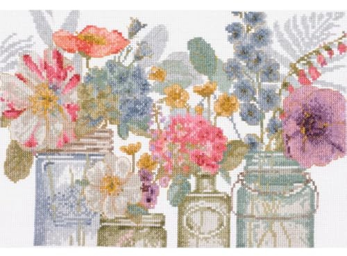 DMC Cross Stitch Kit - Watercolor Flowers in Jars