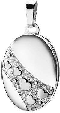Medaillon oval mit Herzen 925 Silber Muttertag Valentinstag Liebe Schmuck Amulett von Haus der Herzen® mit Schmuck-Etui
