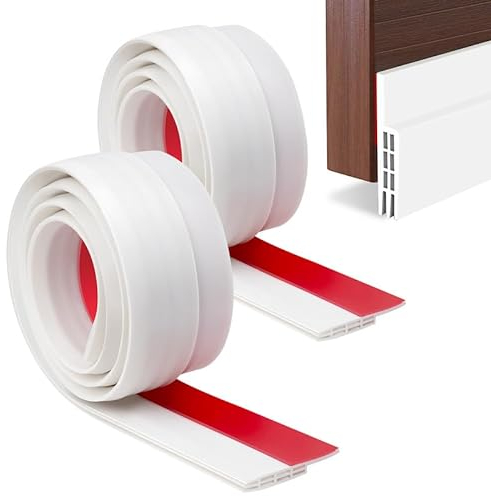 YOUSHARES Door Draught Excluder 2 Packs - Door Weather Stripping Door Seal Strip Draft Excluder Tape for Doors Insulation Strip Soundproof Door Seals Door Frame Draught Excluders (White)