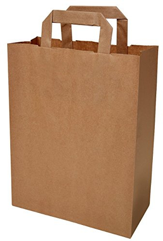 250 Papiertragetaschen Papier tüte groß in braun 32+17x38 cm - good4food