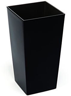 Gordanluk Tall Gloss Black Square Planter 25 x 46.5cm -Medium Vertical Plant Pot with Removable Plant Riser for Indoor/Outdoor Use | Modern Lightweight Polypropylene Flower Pot –Weather & UV Resistant