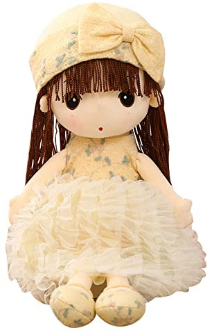 Uposao Kuschelpuppe Plüsch Stofftier, 50CM Weiche Stoffpuppe mit Kleidung und Haaren für Kinder von 0-5 Jahren Gefüllte Puppen Märchen Prinzessin Puppe Plüschtier Weihnachten Geschenke,Gelb