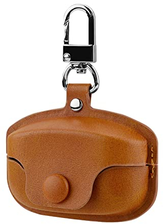 Geekria Schutzhülle aus veganem Leder, kompatibel mit Sony WF-1000XM4 True Wireless Earbuds, Earbuds Case, Schutzhülle mit Schlüsselanhängerhaken, Ladeanschluss zugänglich (Braun)