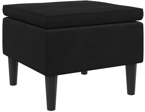 vidaXL Hocker mit Holzbeinen Fußhocker Fußbank Fußstütze Fußschemel Schemel Ottomane Sitzhocker Fußablage Polsterhocker Wohnzimmer Schwarz Samt