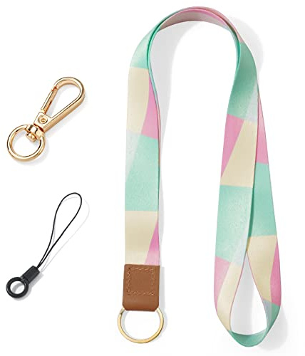 Vicloon Cordón Llavero, con Cierre Giratorio, 1 Correa para el Cuello para Llaves 2 Accesorios, para Tarjeta, Teléfono Móvil (Costuras de Color