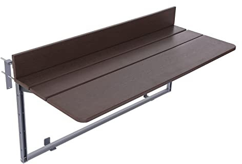Klapptisch Balkon HängeTisch,Balkontisch HäNgend,Kein Stanzen Erforderlich,5-Fach Höhenverstellbar,Balkontisch Hängend Hängetisch Für Terrasse,Garten,Balkonklapptisch,Braun ( Size : 120x37cm/47.24x14.