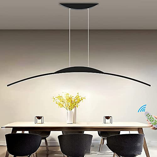 Lanekd Lampade Sospensione/Lampadario 100CM Lampada a Sospensione da Tavolo da Pranzo Nera Dimmerabile in Altezza Regolabile Lampadario a Soffitto per Cucina Ufficio Sala da Pranzo Arco Lampadari