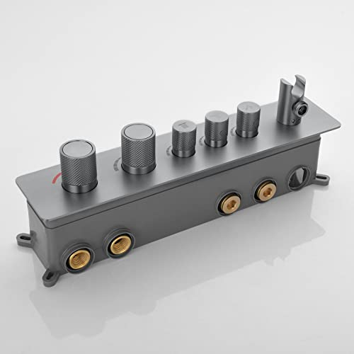 Boyuan Unterputz Thermostat Duscharmatur 3 Funktionen Mischbatterie Dusche Brausebatterie, 40°C Duschthermostat Messing Brausethermostat, Duscharmaturen Mit Brausehalter