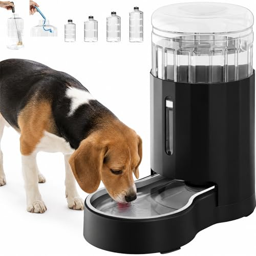 CZPET Hund Katze Wasserspender Hundetränke 6L Edelstahl Schüssel Automatische Schwerkraft Waterer, Große Kapazität und Trinkbereich Geräuschfrei für Haustiere Schwarz | Mit Edelstahl-Schwerkraft-Bewässerung, großer Kapazität und Trinkbereich geräuschfrei für Haustiere