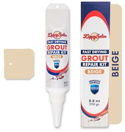 ZippySolve Tile Grout, Repair Kit, Restore & Renew Tile Joints Line, Fast Drying Tile Grout Paint Squeeze Tube for Bathroom Shower Kitchen Floor, Waterproof (8.8 oz, Beige)
