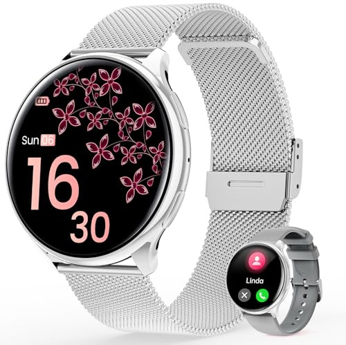 RifePhi Smartwatch Damen SpO2 Blutdruckmessung Menstruationszyklus-Tracker 1.39 Zoll Touchscreen Fitnessuhr Schlafmonitor 120 Sportmodi IP68 Wasserdicht Android iOS
