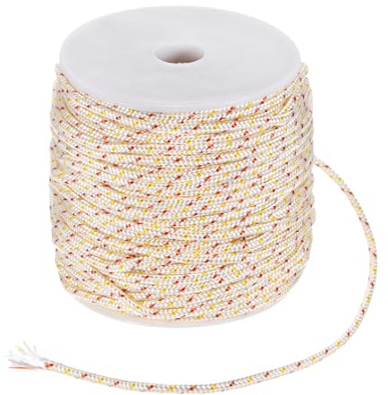 M METERXITY Cuerda de Arranque por Retorno de 3.5mm 50m Cuerda de Arranque Nylon Cuerda de Tirar Cuerda de Arranque para Cortacésped/Motosierra/Recortadora/Desbrozadora [Blanco Rojo Amarillo]