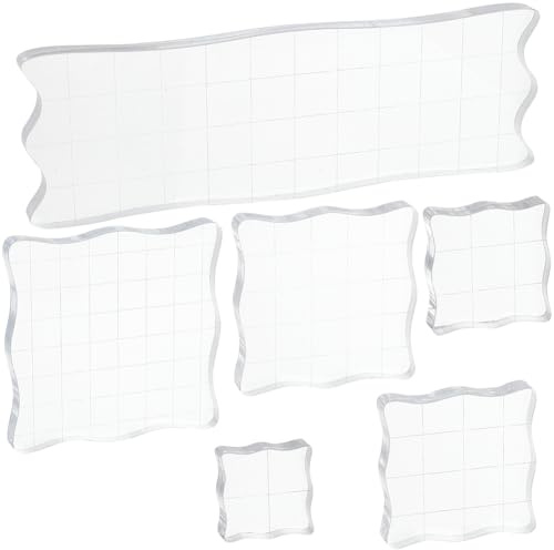craspire 6 Styles Blocs de Tampons en Acrylique Outils avec Lignes de Grille Bordure Givrée Ondulée Décorative pour Bricolage Artisanat Scrapbooking Essentiel Carte Artisanat Fabrication Ornements