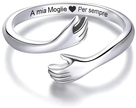 Bramart Anello da Donna A Mia Moglie in Argento Sterling 925 Regolabile Regalo Anniversario d'amore per Moglie Regali Matrimonio - Dimensione Regolabile Anelli - Cofanetto incluso