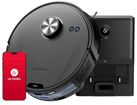 Ultenic T20 Pro Robot Aspirapolvere Lavapavimenti con Mappatura, Robot aspirapolvere connesso con WiFi/Alexa/App, 6 modalità di pulizia, 8000 Pa, ideale per peli di animali domestici