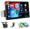 Roinvou Radio Coche 1 DIN con Pantalla Táctil de 9 Pulgadas, CarPlay Inalámbrico/Android Auto Mirror Link, Radio de Coche Compatible con Bluetooth Radio FM EQ SWC USB UI Cámara Trasera