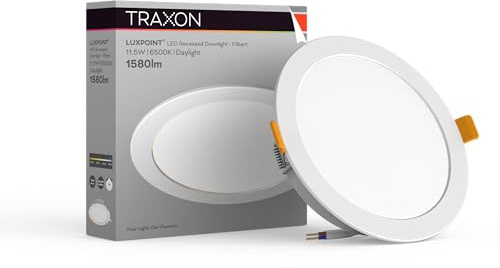 TRAXON LUXPOINT LED-Downlight-Platte, rund, 11,5 W, neutrales Licht, 4000 K, 1580 lm, PS Deckeneinbauleuchte, integrierter Treiber, Deckenausschnitt: Ø 120-125 mm, IP20 innen, neutrales Licht 4000 K