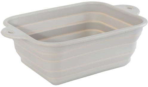 VQIZWELLEE Collapsible Silicone basin, for Household Cleaning or Washing,Suitable for outdoor camping and Travel,1.7 Gallons (6.4 Liters), Space-saving Design, Square (Gray)