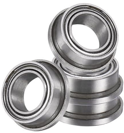 sourcing map FR156ZZ Flansch-Kugellager, 3/16 Zoll x 5/16 Zoll x 1/8 Zoll, doppelt geschirmtes Chromstahl-Rillenlager, ABEC5, 4 Stück